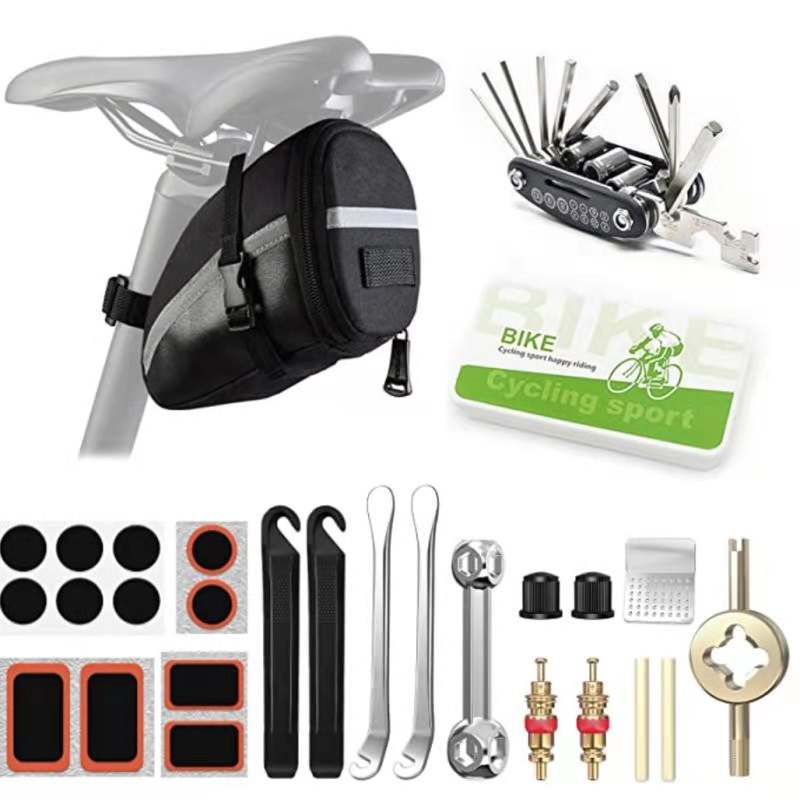 Picture of Bicycle back bag tail bag riding equipment saddle bag tool kit bicycle maintenance tool set 13196