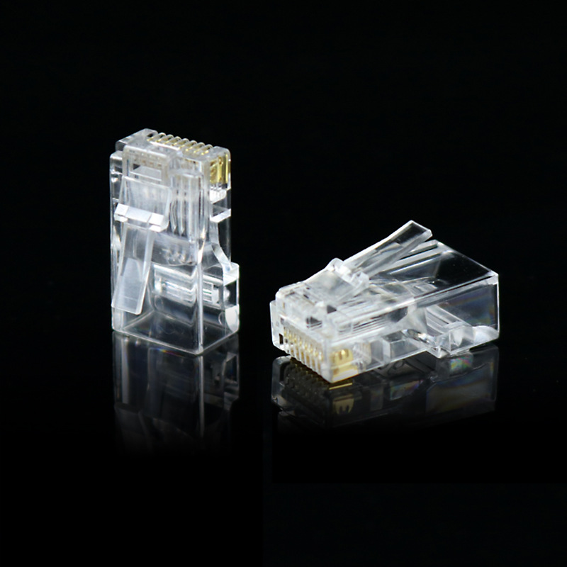 Picture of Yuefei Transmission Network Wire Crystal Head Super Category 5 8 Core Gold Plated rj45 Connector Pure Copper Computer Network Wire Connector