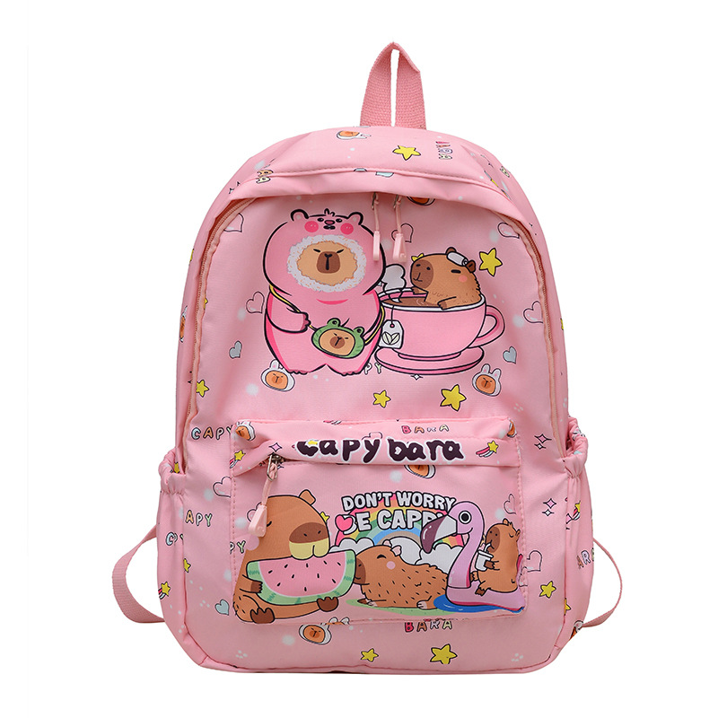 Picture of 2025 New Cartoon Cute Schoolbag for Female Students Kapibala Large Capacity Backpack Backpack for Primary and Secondary School Students