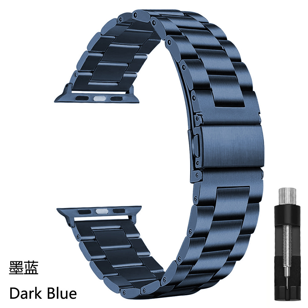 Picture of Suitable for Apple Watch Solid Stainless Steel Three-Bead Metal Business Strap