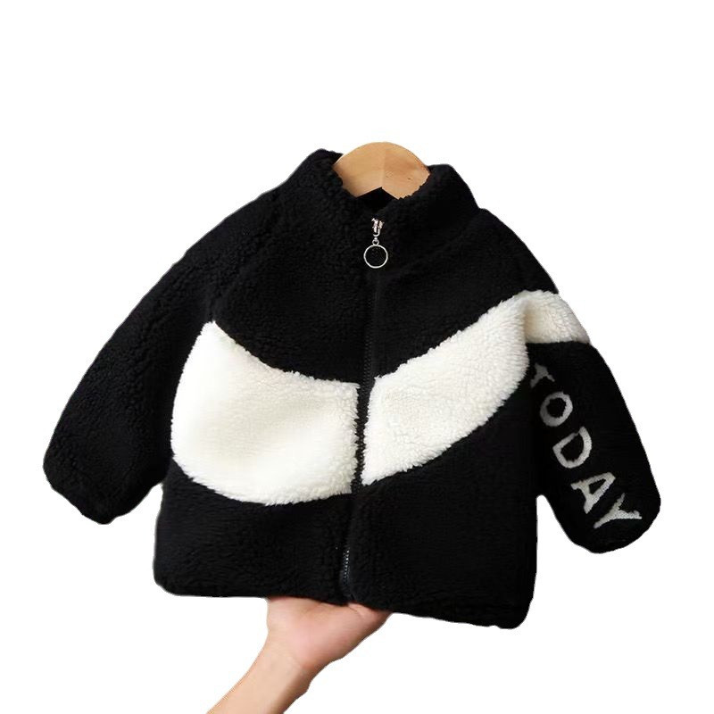 Picture of Boys' coat fleece-lined thickened autumn and winter new women's children's clothing western style top imitation lamb wool warm children's sweater