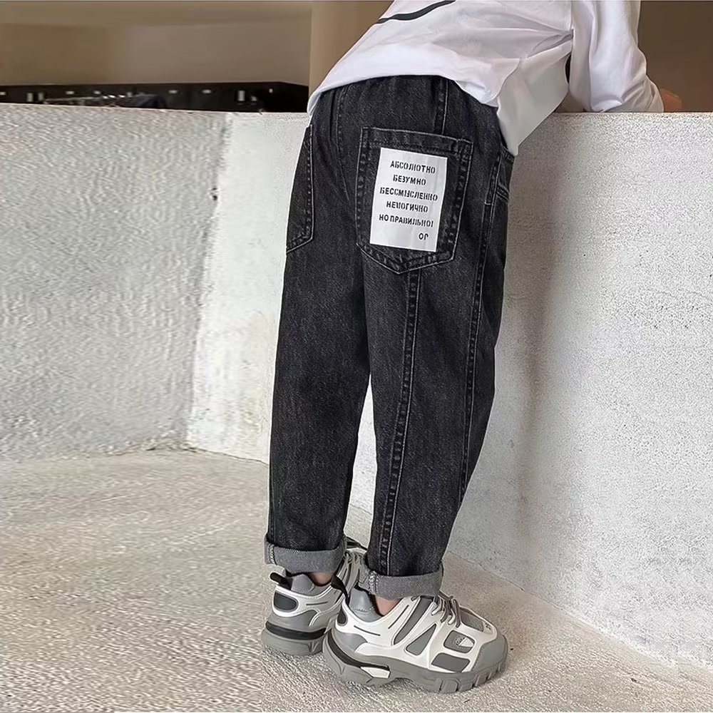 Picture of 2024 Jeans Boys New Loose Straight Gradient Wear-resistant Wide-leg Pants Spring Fashion All-match Trousers