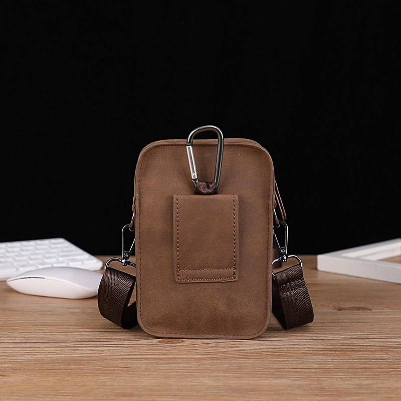 Picture of New Mobile Phone Bag Korean Style Men's Leather Shoulder Bag Outdoor Casual Mini Waist Bag Crazy Horse Leather Cigarette Bag