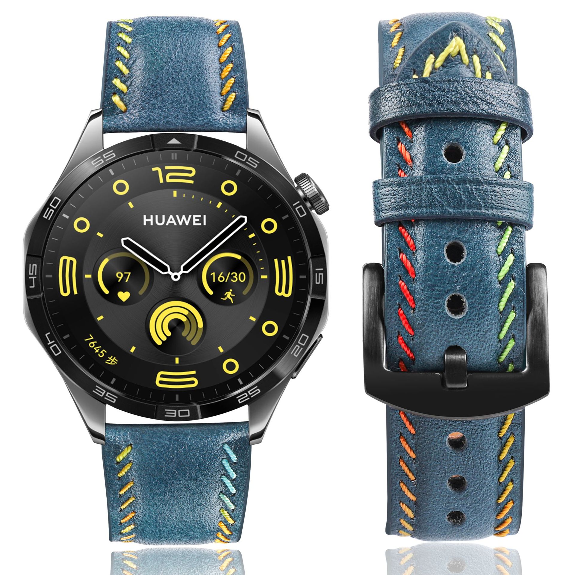 Picture of Suitable for Huawei watch strap genuine leather handmade car line Samsung strap 22mm men and women strap in stock Jiaming Universal