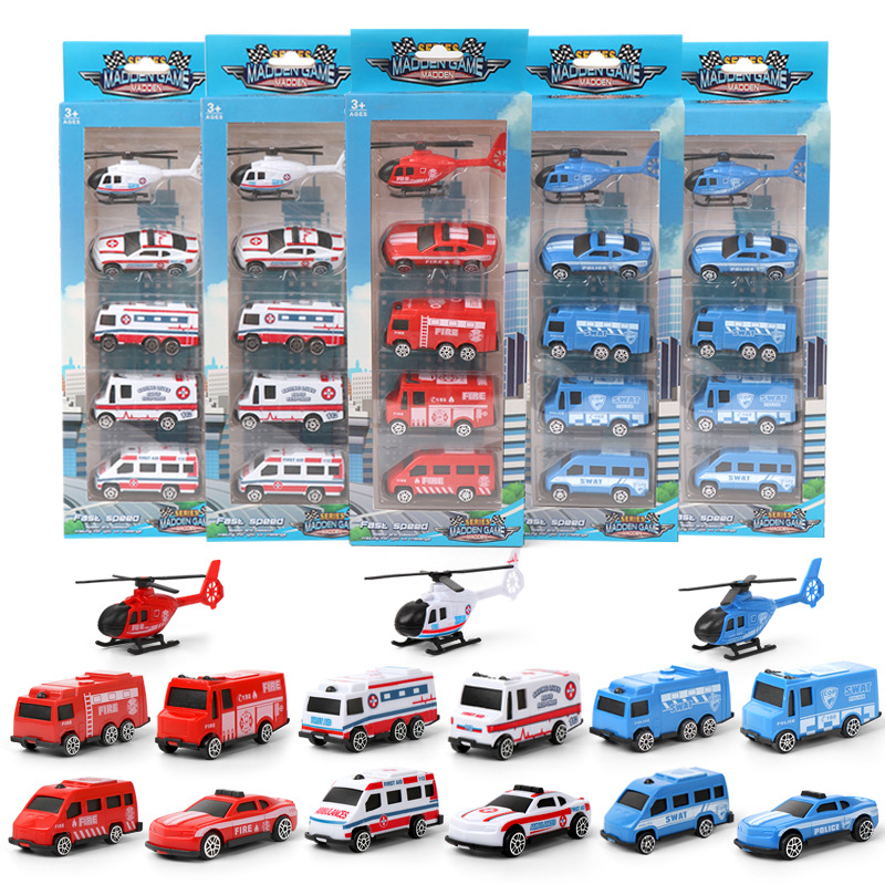 Picture of Children's toy car suit boy back to force sliding car military tank armored vehicle fire truck engineering vehicle