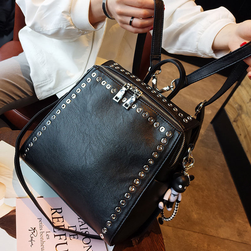 Picture of Bag Women's 2025 New Korean Fashion Backpack Women's Personalized Rivet Women's Multi-functional Casual Travel Backpack