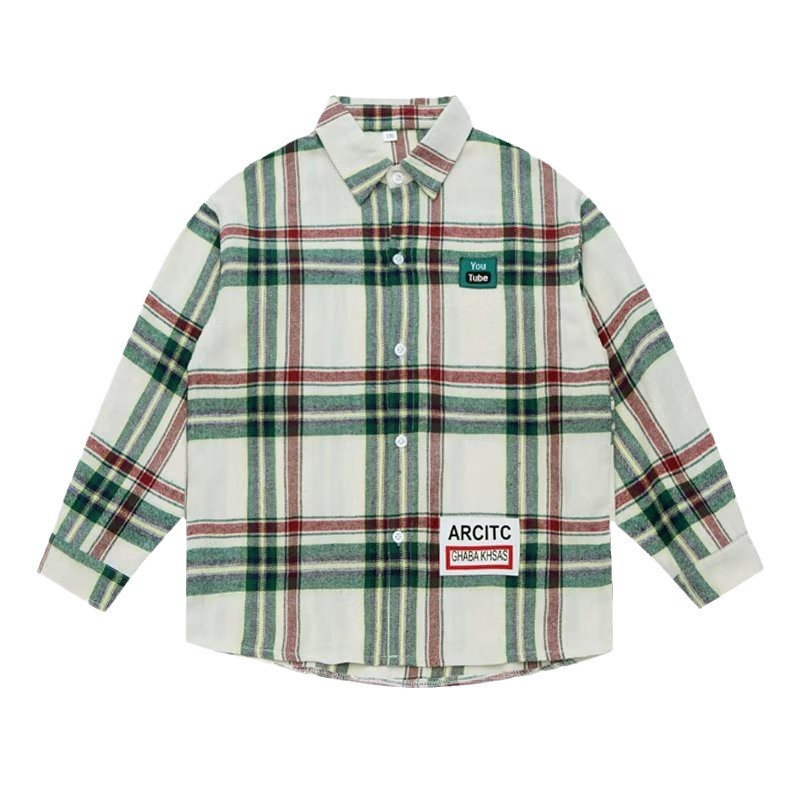 Picture of Children's Wear Long-sleeved Shirt Summer Thin 2024 New Style Plaid Mid-large Children's Printed Casual Shirt Loose Top Trendy