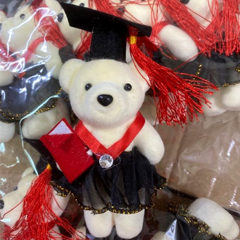 Picture of Wholesale send students Dr. bear male and female height 14cm all handmade graduation bear bag bouquet cartoon baby bear