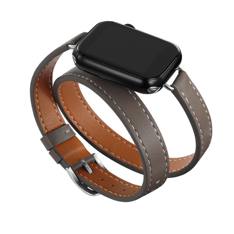 Picture of Suitable for Apple Watch Band Apple watch9/8/7/6/4 Slim-Fit Double-Circle Slim Waist Apple Leather Watch Band