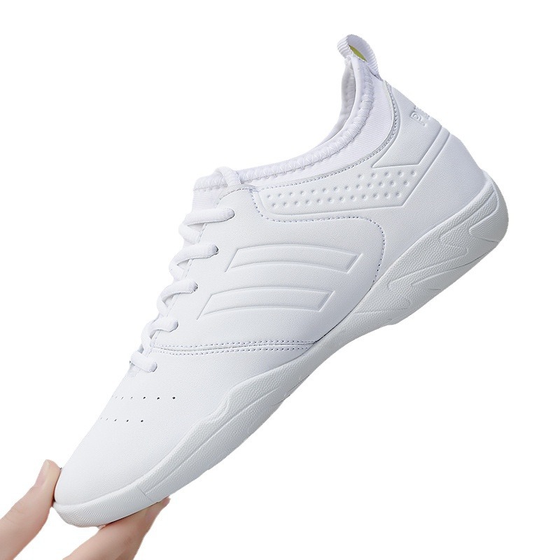 Picture of Competitive Cheerleading Shoes Training Competition Dance Shoes Soft Sole Square Dance Shoes Leather White Aerobics Gymnastics Test Shoes