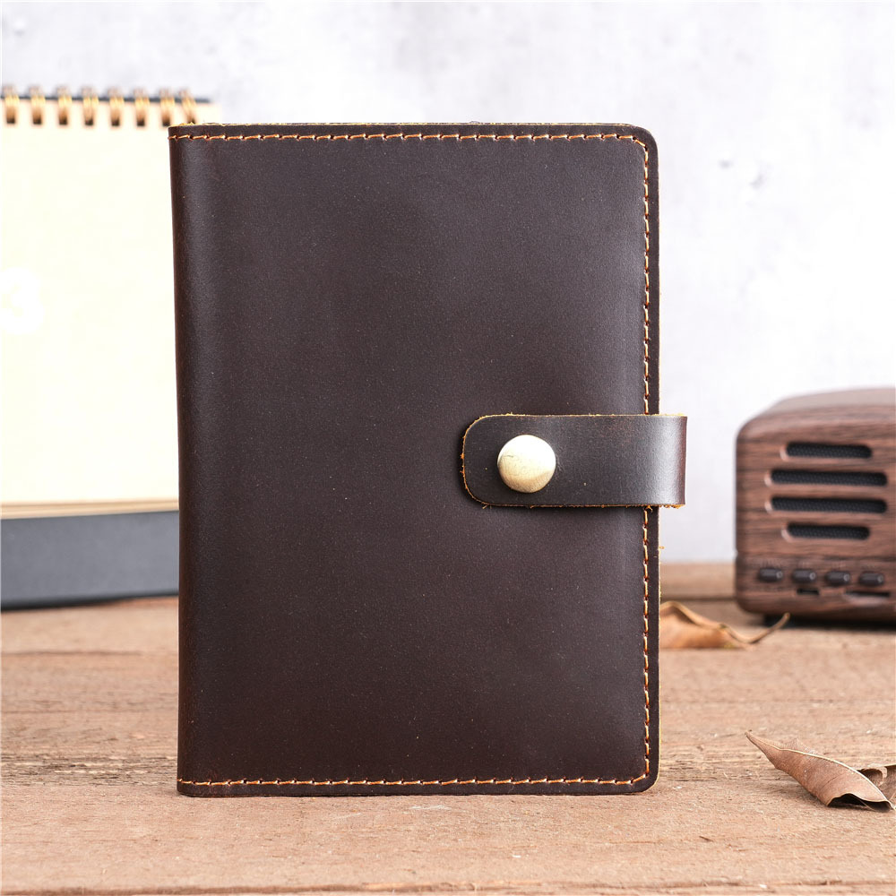 Picture of NT005 Men's and Women's Vintage Genuine Leather Passbook Bag in stock Wholesale Crazy Horse Leather Multi Card Card Bag Coin Bag Snaps