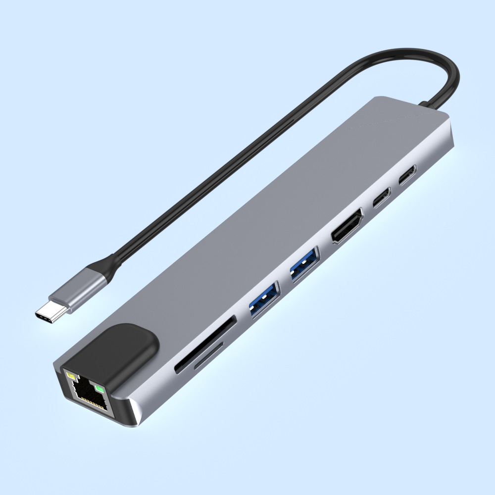 Picture of Cross-border Typec expansion dock 8 in one belt USB multi-port docking station multi-function usb hub wholesale