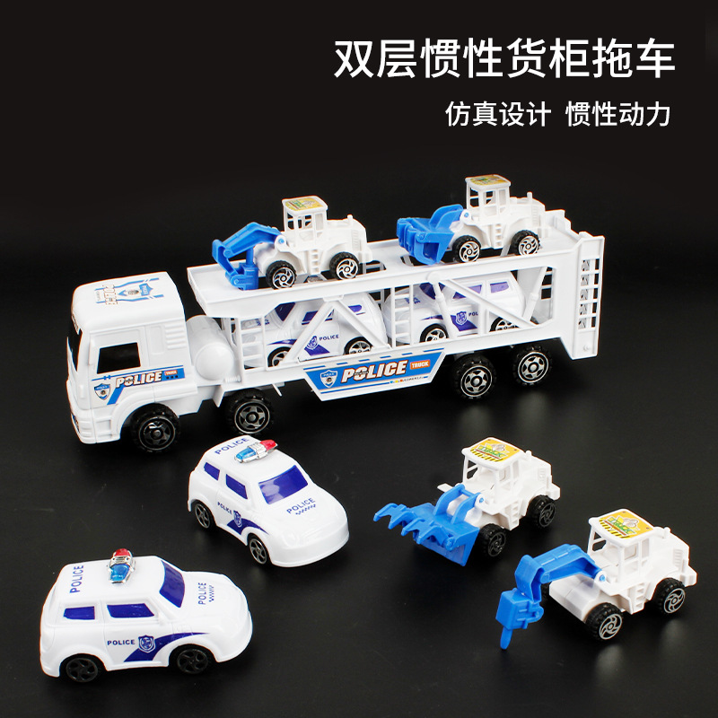 Picture of Large simulation inertia children's toy engineering truck set baby fire truck mixer excavator model