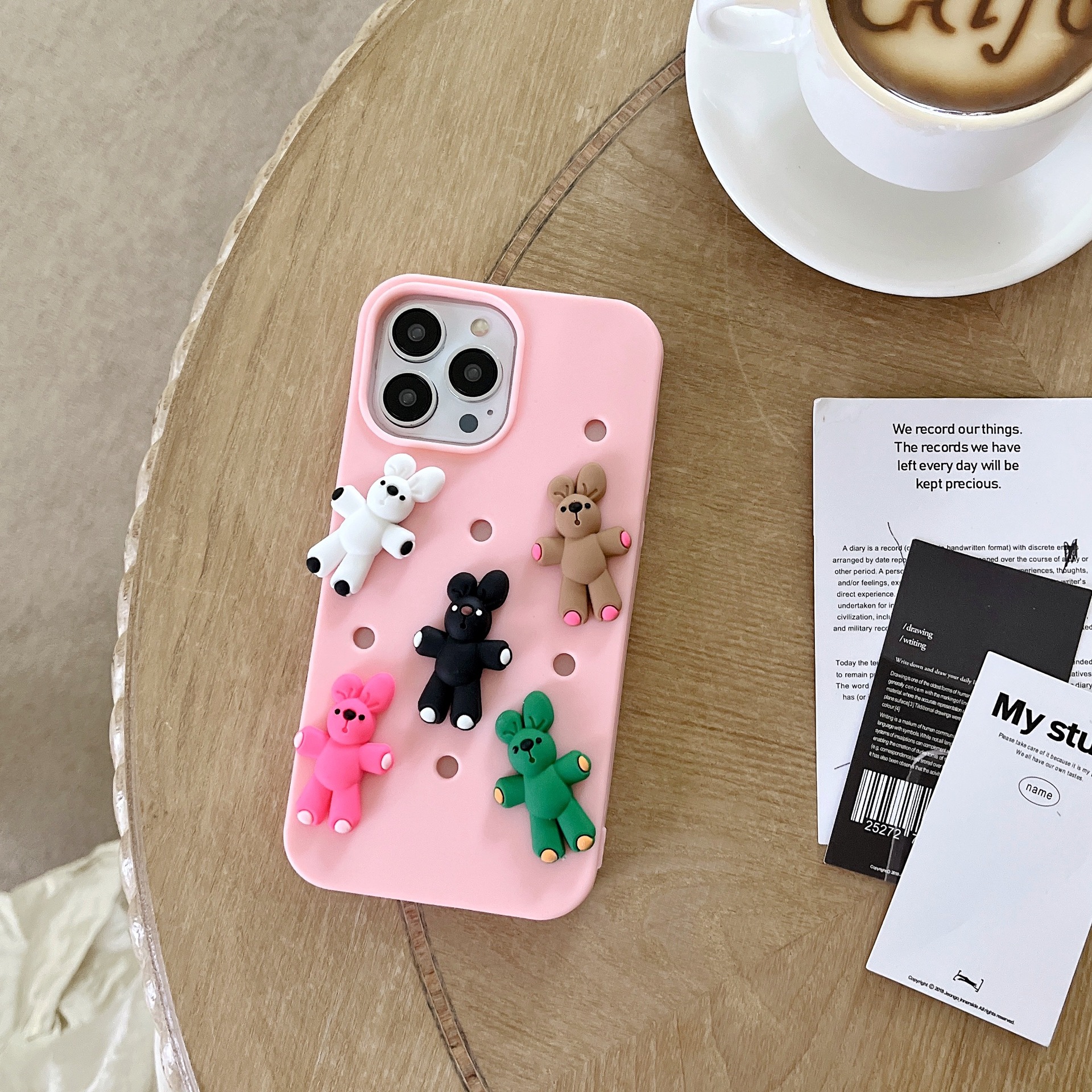 Picture of Hole Case DIY Stereo Korean Color Bear Case for iPhone 14Pro max Apple 12 Phone Case 11