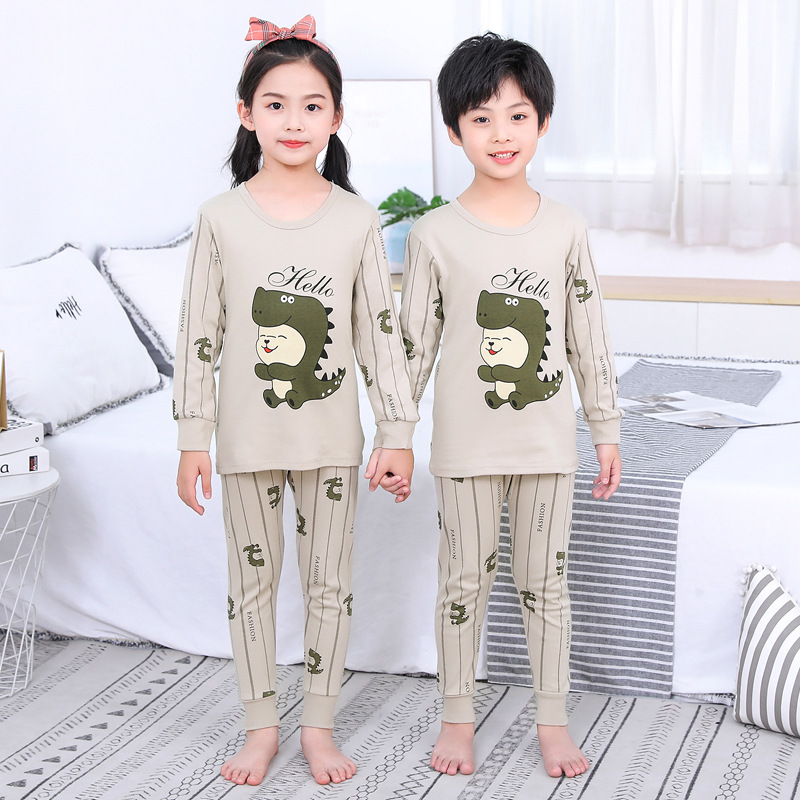 Picture of Children's Autumn Clothes and Long Trousers Set Round Neck Baby Bottoming Sweater Boys and Girls Pajamas Autumn Baby Intimates Pure Cotton