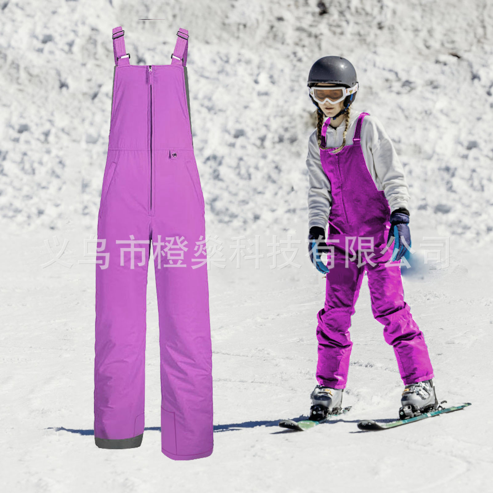 Picture of Ski Overalls, Outdoor Kidsren's Pants, Waterproof, Snowproof and Windproof, Boys and Girls Overalls, Snow Pants, Winter Warm Cotton Pants