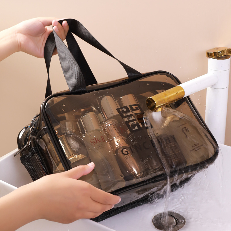 Picture of PVC double-layer wet and dry separation transparent waterproof cosmetic bag large capacity portable swimming bag wash bag fitness makeup bag