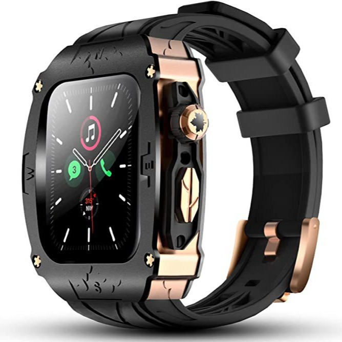 For Apple Watch Integrated Strap Metal Silicone Apple iwatch S9876 Strap 44mm45mm