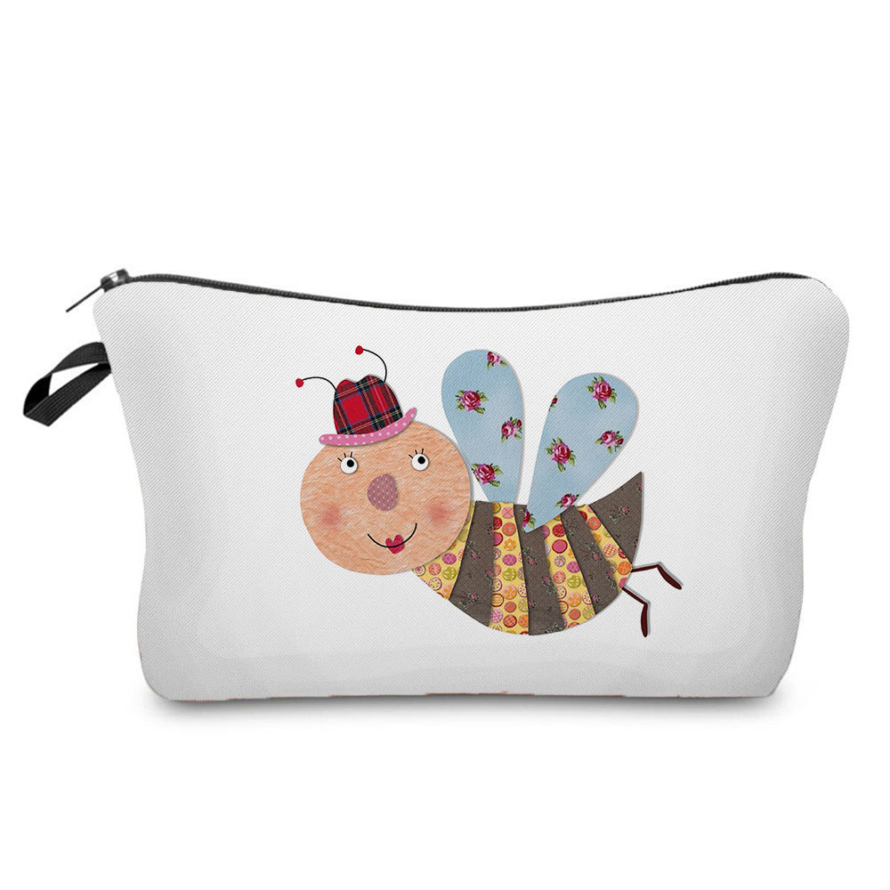 Picture of New arrival cute industrious Bee Printing cosmetic bag dumpling bag lipstick dumpling-shaped bag