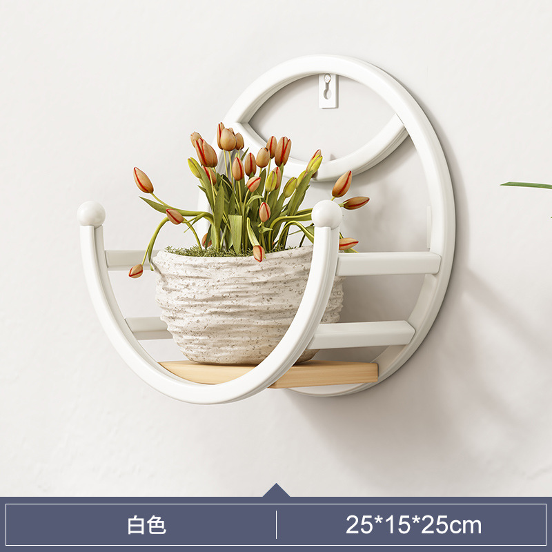 Picture of Wall-mounted Flower Rack for Living Room Balcony Ironwork Punch-free Green Rose Fleshy Flower Pot Plant Flower Shelf