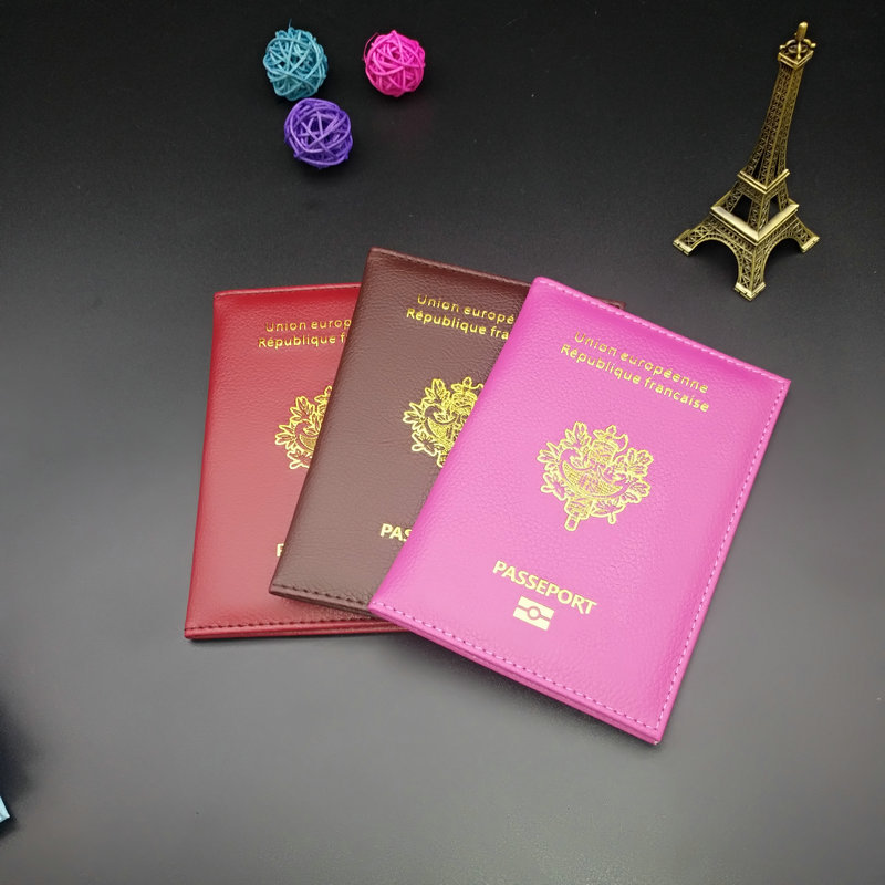 French Passbook Holder PU Material Open Double Folding ID Holder Passbook Holder Multiple Colors
