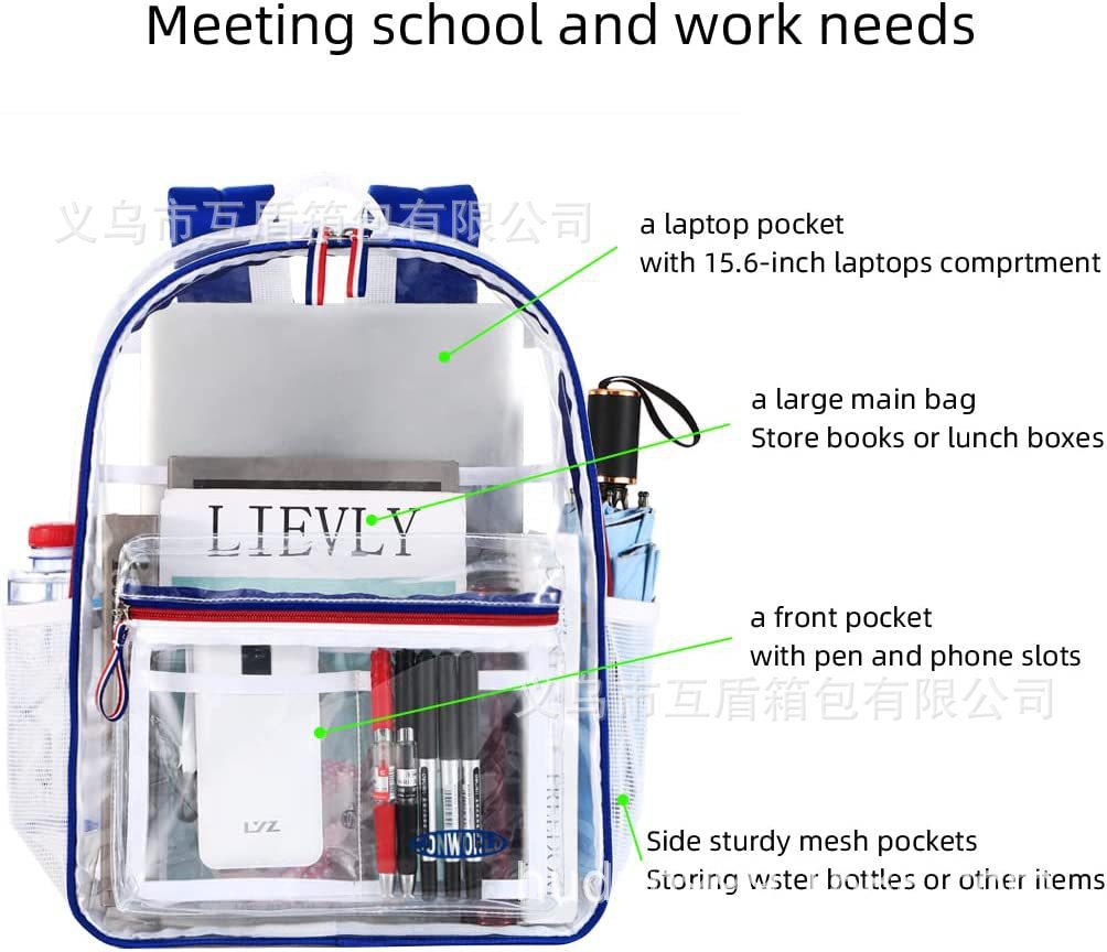Picture of Outdoor Performance Travel school PVC transparent backpack, see-through backpack, suitable for school work sports,