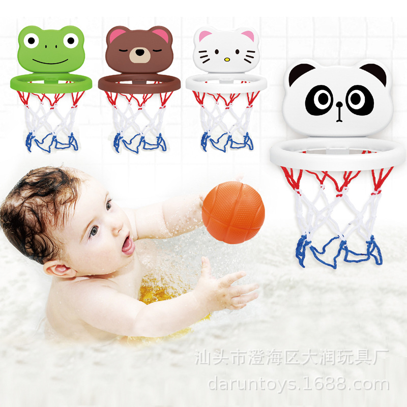 Cross-border bathroom basketball water sucker cartoon basketball frame indoor mini shooting baby children's bath toys