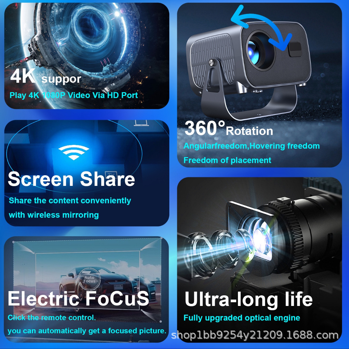 Picture of Cross-Border Source V8 Projector Smart Home Office 720P High-Definition Portable Outdoor Camping Low-Noise Factory Direct Supply
