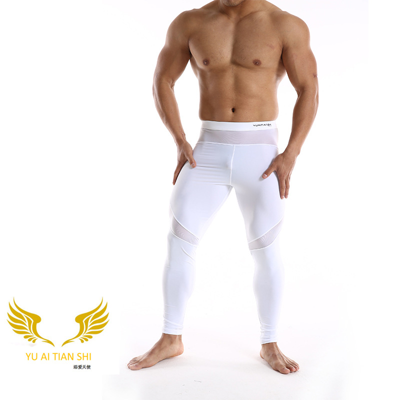 Picture of In stock men's nylon mid-waist sports fitness single pants fashion casual pants one-piece delivery tight pants men