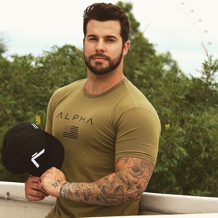Picture of Muscle Fitness European and American Summer Round Neck Sports T-shirt Men's Short Sleeve Fitness Running Training Clothing alpha Short Sleeve