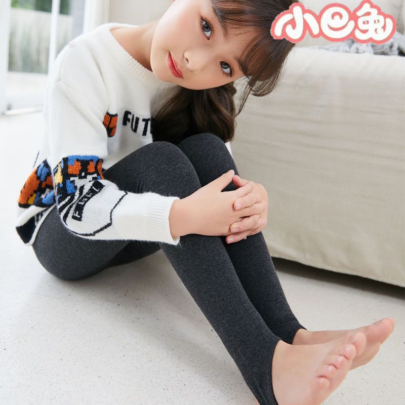 Picture of Xiaoba Rabbit Winter Thickened Girl's Children's Leggings Cotton Vertical Strip Warm Foot Air-Lined Velvet One-piece Pants Divided into Socks