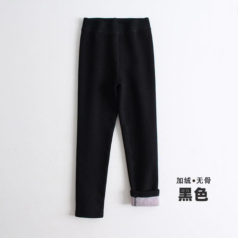 Picture of Girls' leggings fleece-lined thickened autumn and winter fleece-lined pants children's tights winter boneless solid color trousers outer wear