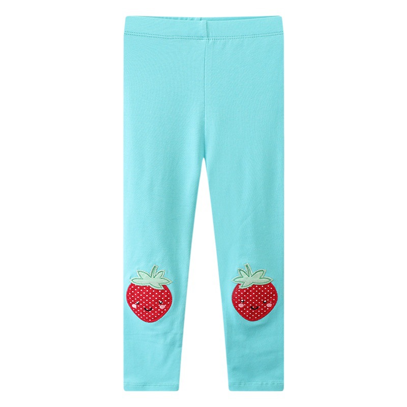 New Spring & Fall Thin Girls' Leggings Knitted Cotton Stretch Printed Trousers for Small and Medium-Sized Girls' Trousers with Specially Designed for Cross-Glasses