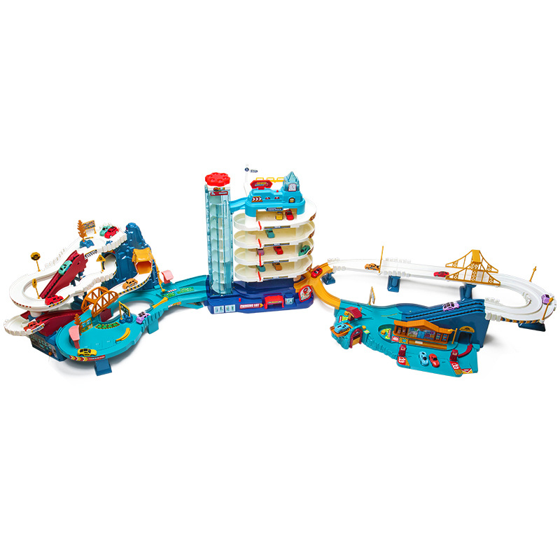 Picture of Children's Dinosaur Panshan Highway City Combination Rail Car Breaking through the Great Adventure Parking Building Educational Toy Boy
