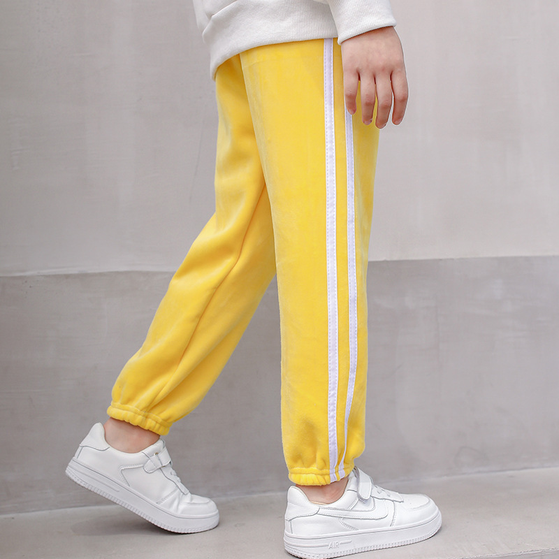 Picture of Children's gold velvet winter thick colorful breathable solid color sports pants casual pants warm pants wholesale generation