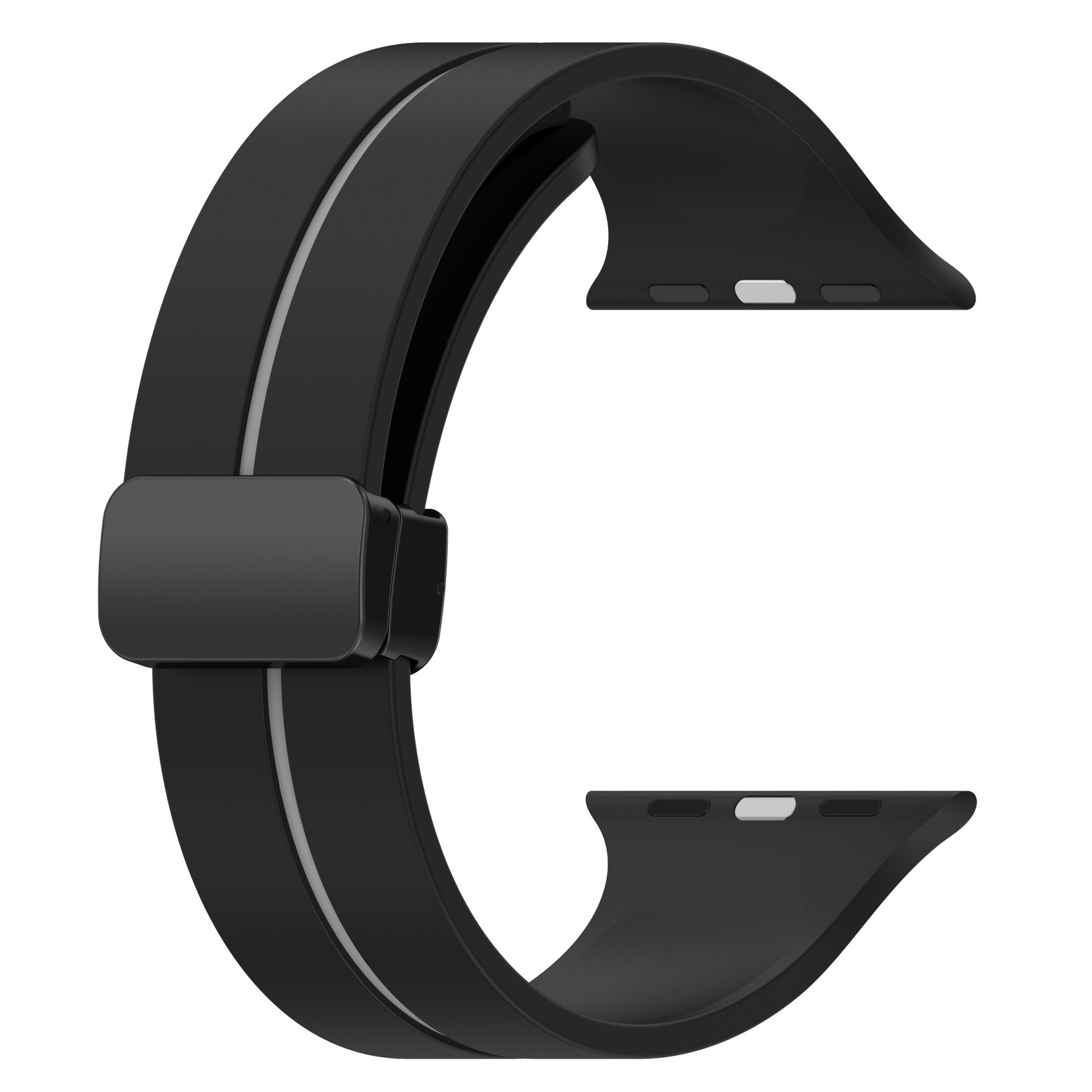 Picture of Two-color Striped Magnetic Folding Buckle Silicone Strap for Apple Watch Strap Magnetic Silicone Watch Strap
