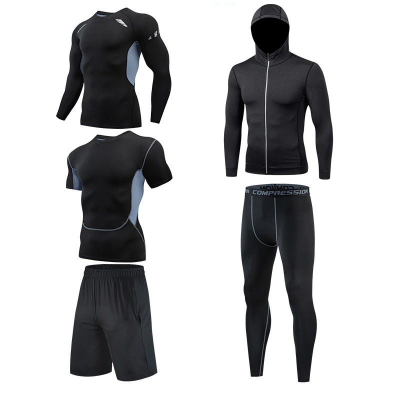 Picture of Fitness Clothes Running Clothes Men's Summer Ice Silk Quick-drying Clothes Equipment Training Hall Long-sleeved Physical Fitness Sportswear suit