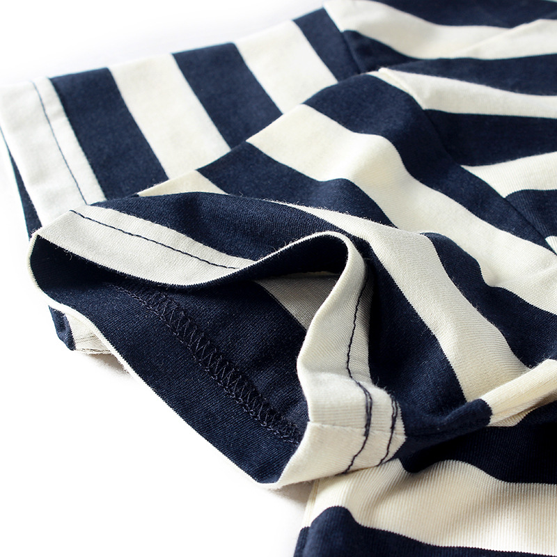 Picture of Summer children's clothing Korean new boys short sleeve T-shirt girls knitted striped label top children's short sleeve wholesale