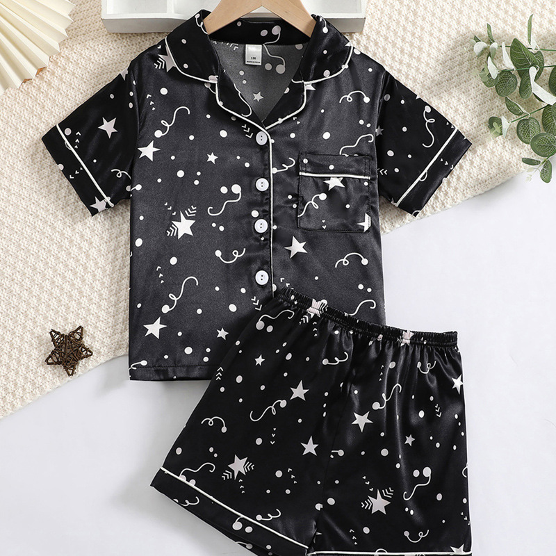 Spring and Summer thin summer pajamas two pieces Girls' Home clothes air conditioning clothes children's short sleeve suit children's suit