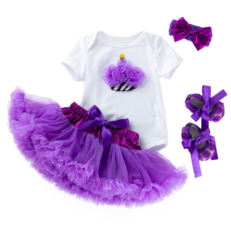Picture of Cross-border ins Children's Wear Mother's Day Gift Baby Girl Cartoon Hare Purple Pouce Dress Set Baby Skirt