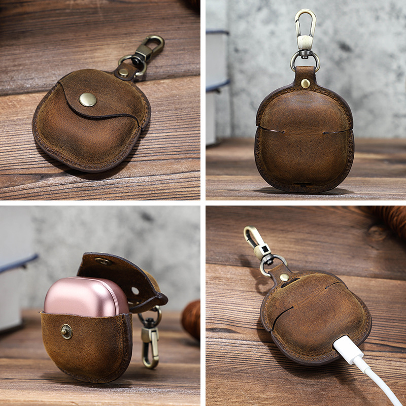 Picture of For Samsung Galaxy buds2 headset set crazy horse leather portable bluetooth headset protection set a generation of hair