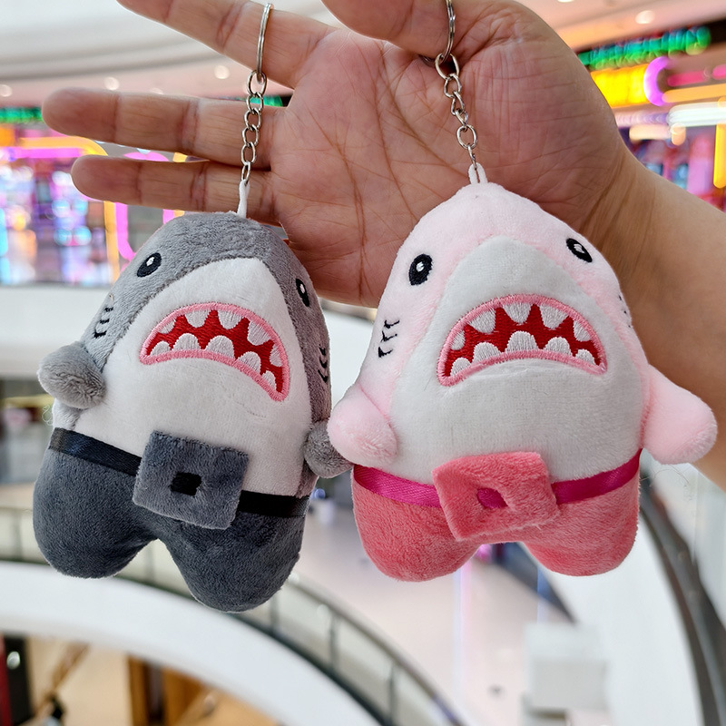 Picture of Marine Animal Shark Doll Creative Plush Doll Small Pendant Keychain School Bag Pendant Grabbing Doll Machine Wholesale