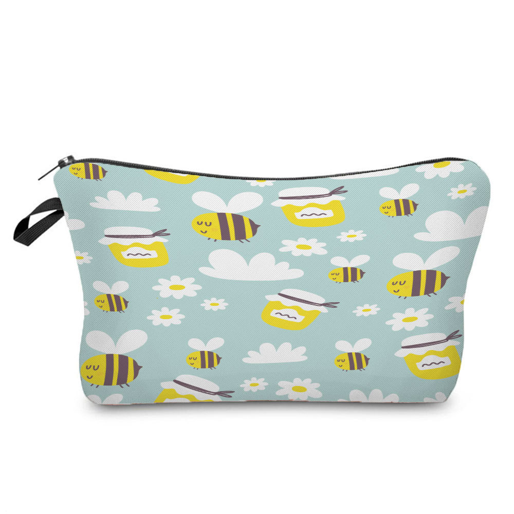 Picture of New arrival cute industrious Bee Printing cosmetic bag dumpling bag lipstick dumpling-shaped bag