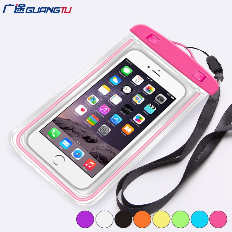 Hot spring swimming fluorescent waterproof protective bag fluorescent mobile phone waterproof cover luminous mobile phone waterproof bag