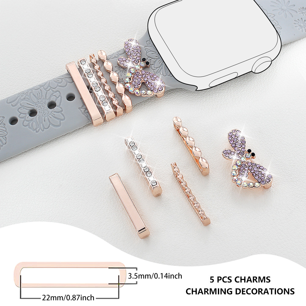 Picture of For Apple Watch Watch Apple Watch Universal Silicone Strap Diamond Dragonfly Love