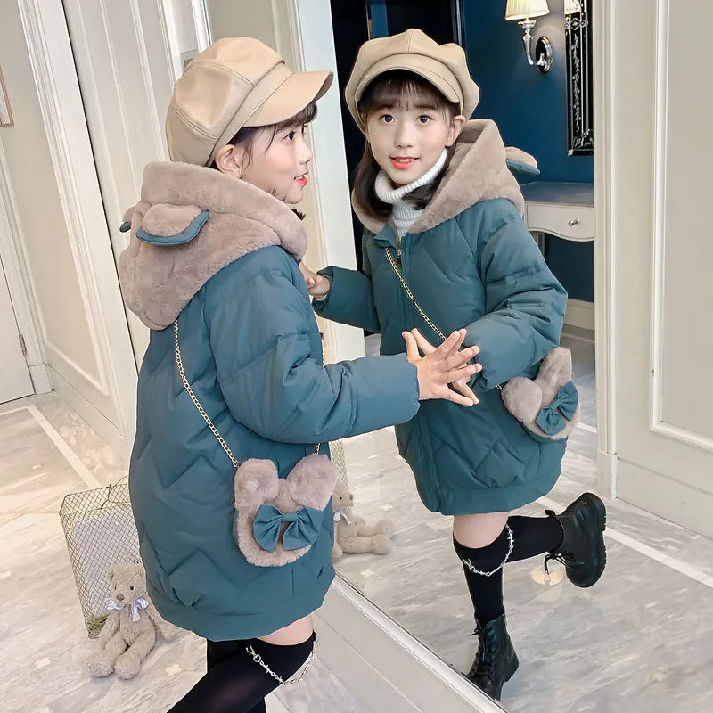 Girls' cotton-padded clothes Winter 2022 new medium and large children's little girl fleece-lined thickened Winter Children's cotton-padded coat cotton-padded coat