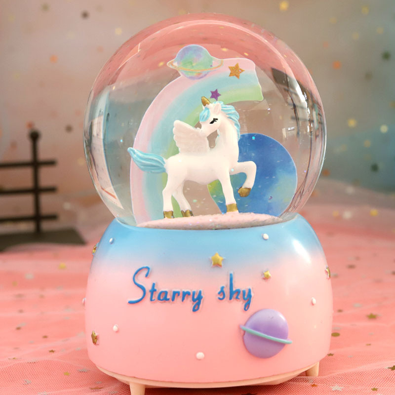 Picture of Frozen Aisha Princess Crystal Ball Unicorn Music Box KT Music Box Birthday Gift for Girls Aisha
