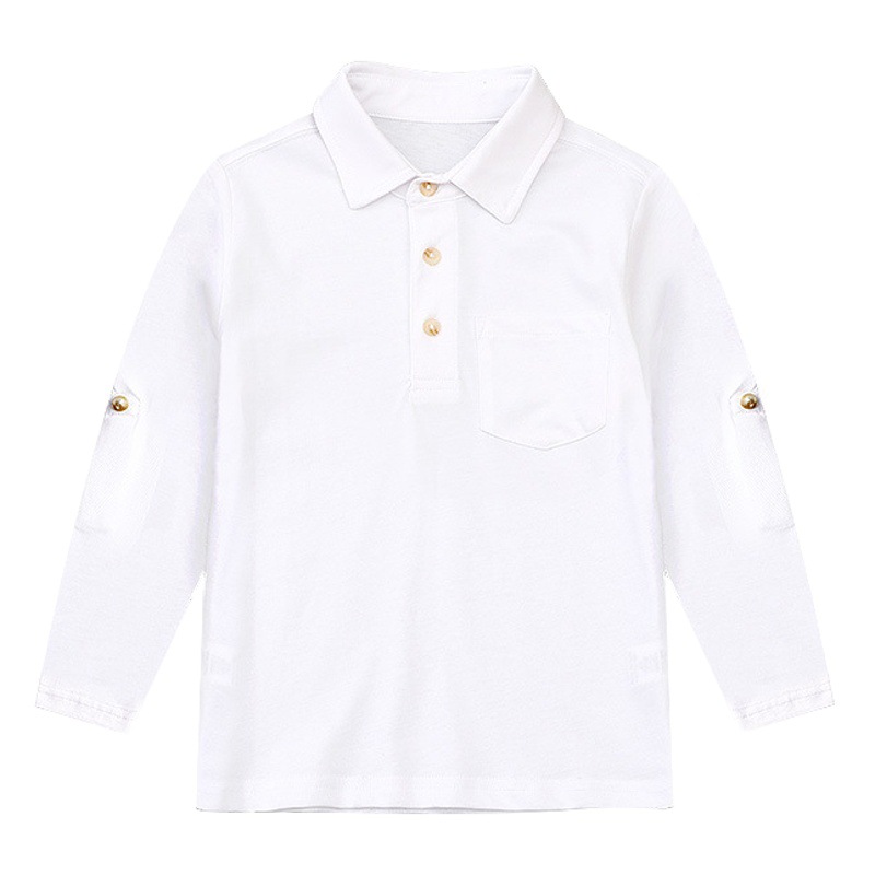2025 Spring and Autumn Children's POLO Shirt Long-sleeved Lapel Middle School Boys and Girls School Wear Class Clothes Breathable Cotton Base Shirt