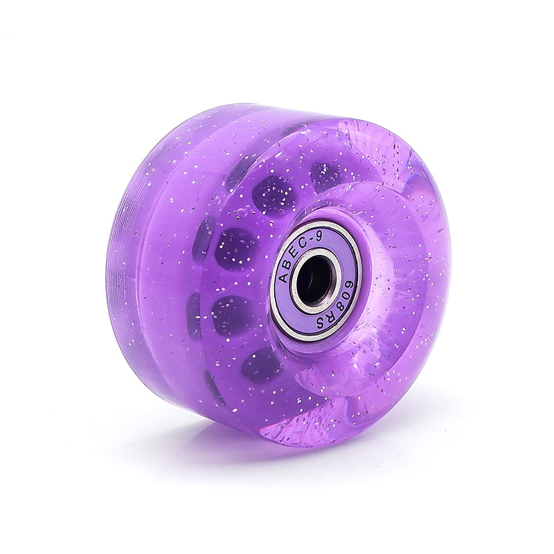 Picture of 5832 double-row skate shoes high elastic PU wheel four-wheel roller skates 82A non-luminous wheel colorful sequins transparent wheel