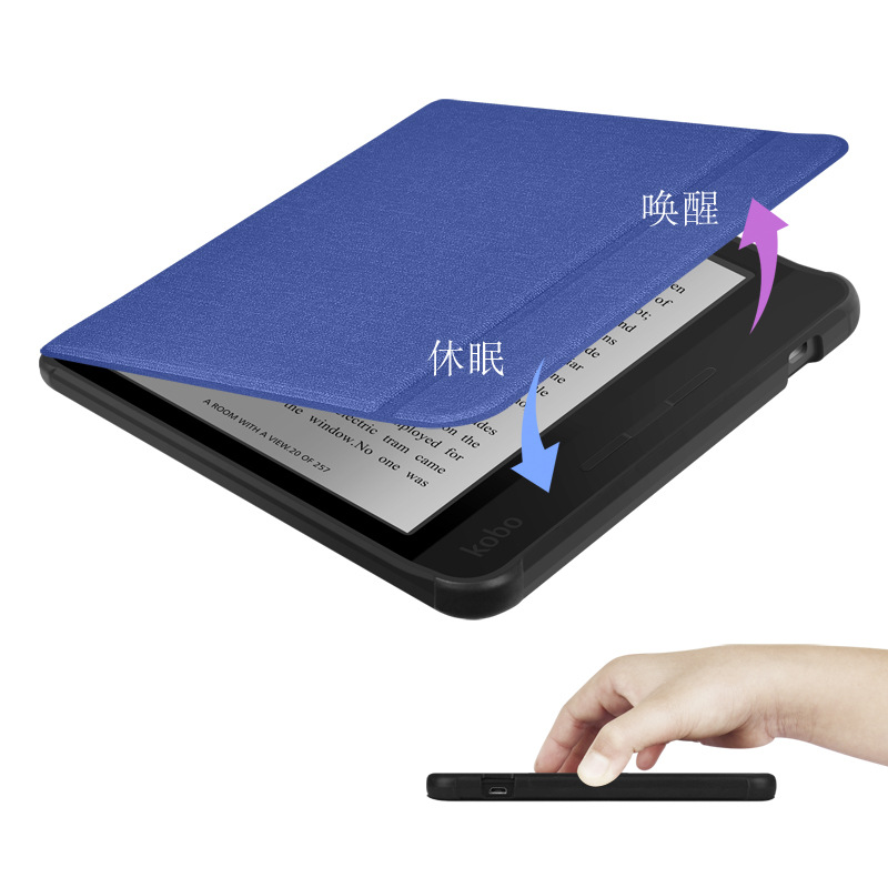 Picture of Suitable for 2019Kobo LibraH2O handheld 7-inch protective case Tolino vision5 linen pattern protective case